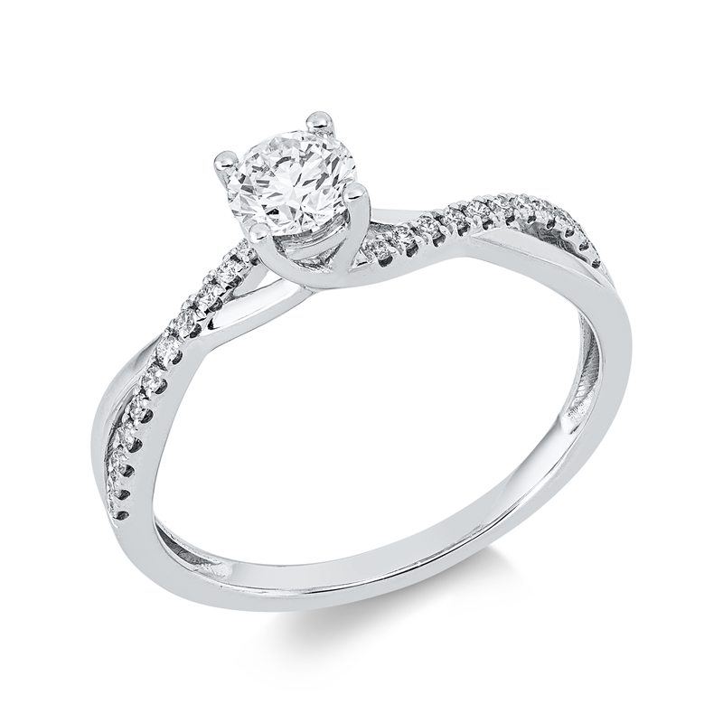 Image 90003208 - Ring 18 kt WG, 1 Brill. 0,36 ct, TW-vsi/si, 22 Brillanten 0,10 ct, TW-si, H:4,3 mm, B:4,3 ...