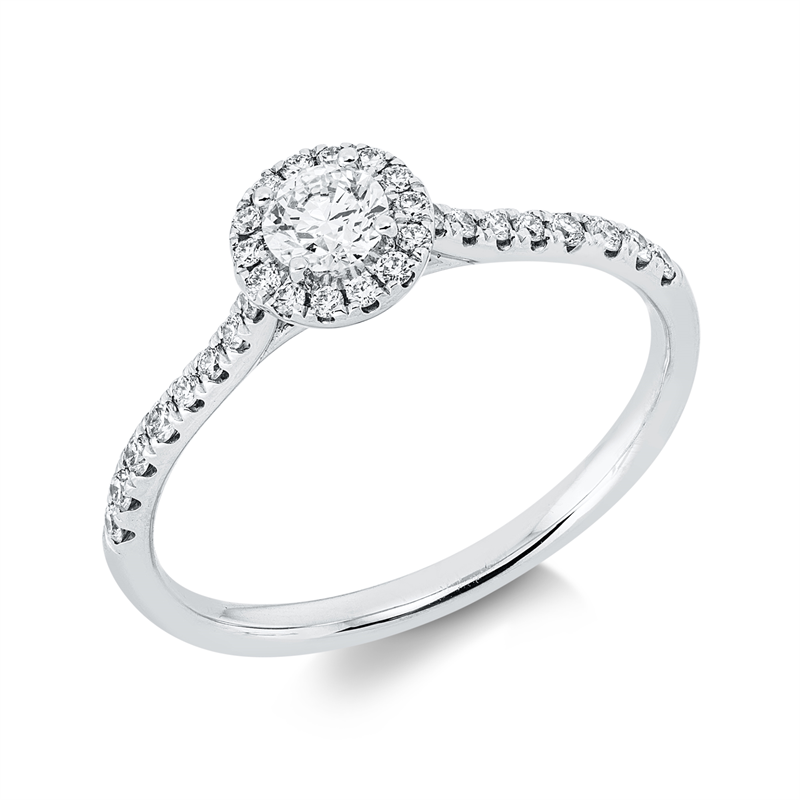 Image 90003209 - Ring 18 kt WG, 1 Brill. 0,21 ct, gelb-vsi/si, 30 Brillanten 0,19 ct, TW-vsi/si, Ø:6,0 ...