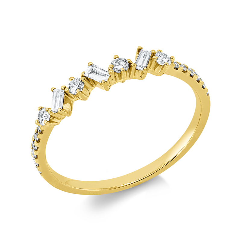 Image 90003215 - Ring 18 kt GG, 3 Baguette 0,10 ct, TW-vsi/si, 16 Brillanten 0,16 ct, TW-si, B:3,0 mm, ...