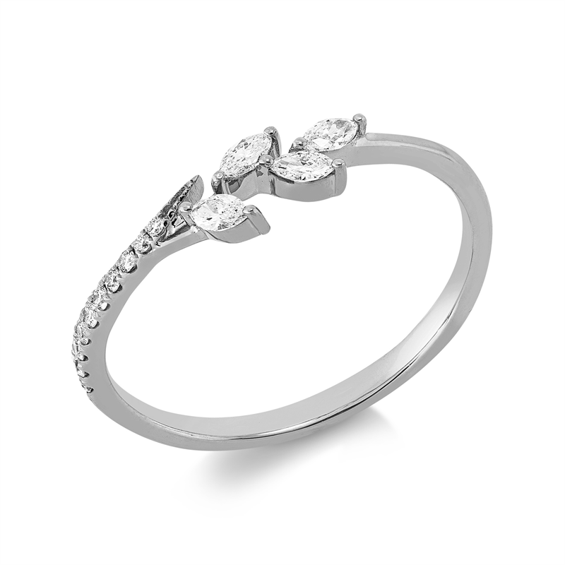 Image 90003220 - Ring 18 kt WG, 4 Navette 0,14 ct, TW-vsi/si, 10 Brillanten 0,06 ct, TW-si, ...