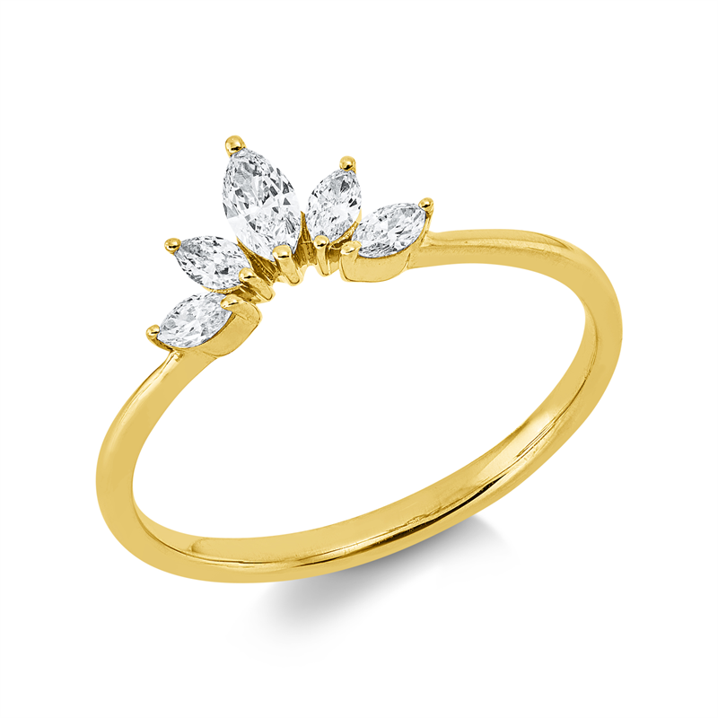 Image 90003222 - Ring 18 kt GG, 5 Navette 0,27 ct, TW-vsi/si, H:10,7 mm, B:6,5 mm, ...