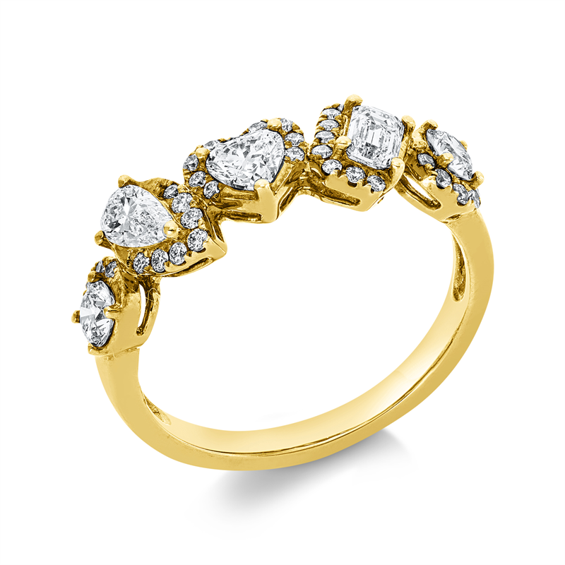 Image 90003230 - Ring 18 kt GG, 2 Brillanten 0,23 ct, TW-si, 1 Sm.schliff 0,19 ct, TW-vsi, 1 Herzschl. ...