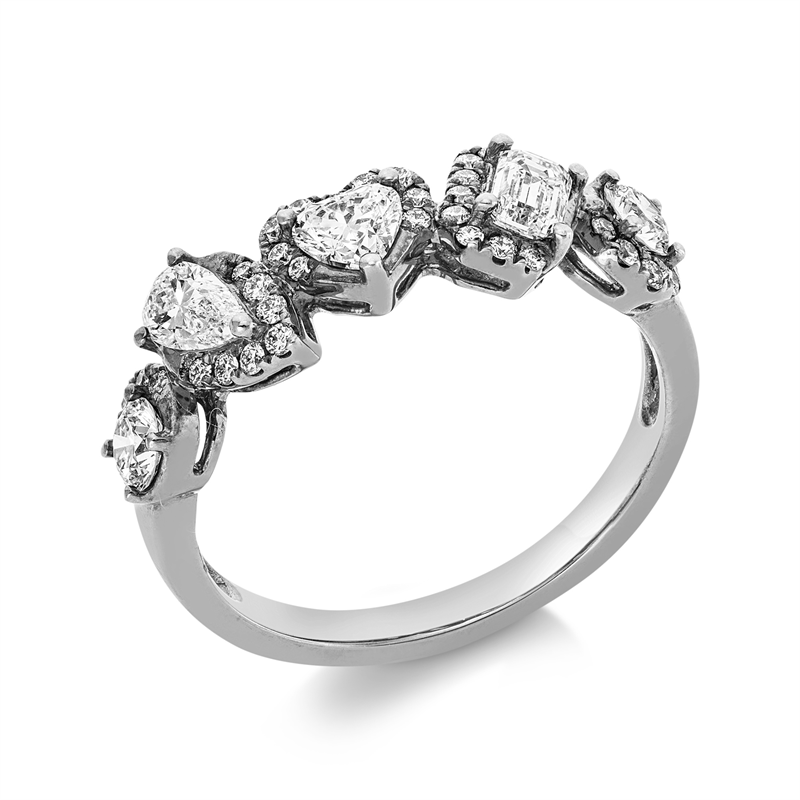 Image 90003231 - Ring 18 kt WG, 2 Brillanten 0,23 ct, TW-si, 1 Sm.schliff 0,18 ct, TW-vsi, 1 Herzschl. ...