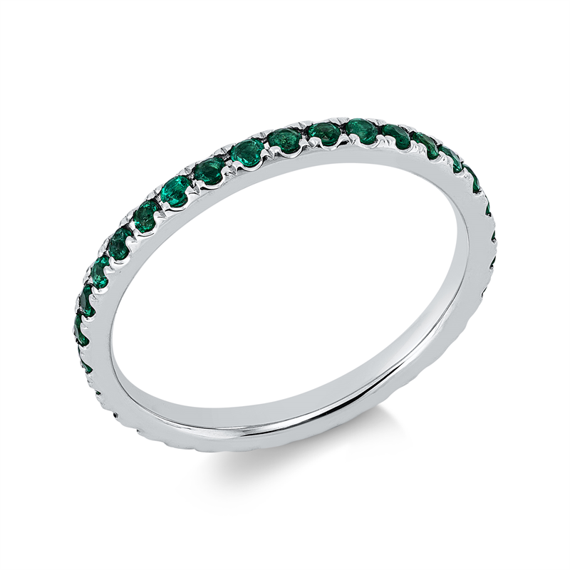Image 90003234 - Ring 18 kt WG, 34 Smaragde 0,45 ct grün, B:2,0 mm, Weite:53 =*=*= Unterkategorie: ...