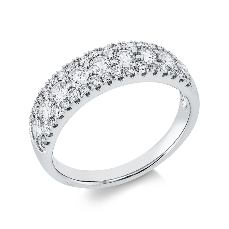 Image 90003056 - Ring 14 kt WG, 9 Brillanten 0,70 ct, W-si, 16 Brillanten 0,27 ct, W-si, 18 Brillanten ...