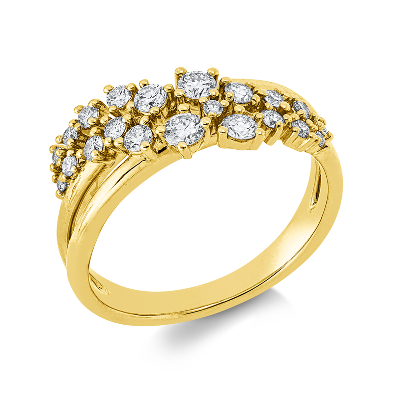 Image 90003057 - Ring 14 kt GG, 2 Brillanten 0,12 ct, W-si/pi, 1 Brill. 0,07 ct, W-si/pi, 17 Brillanten ...