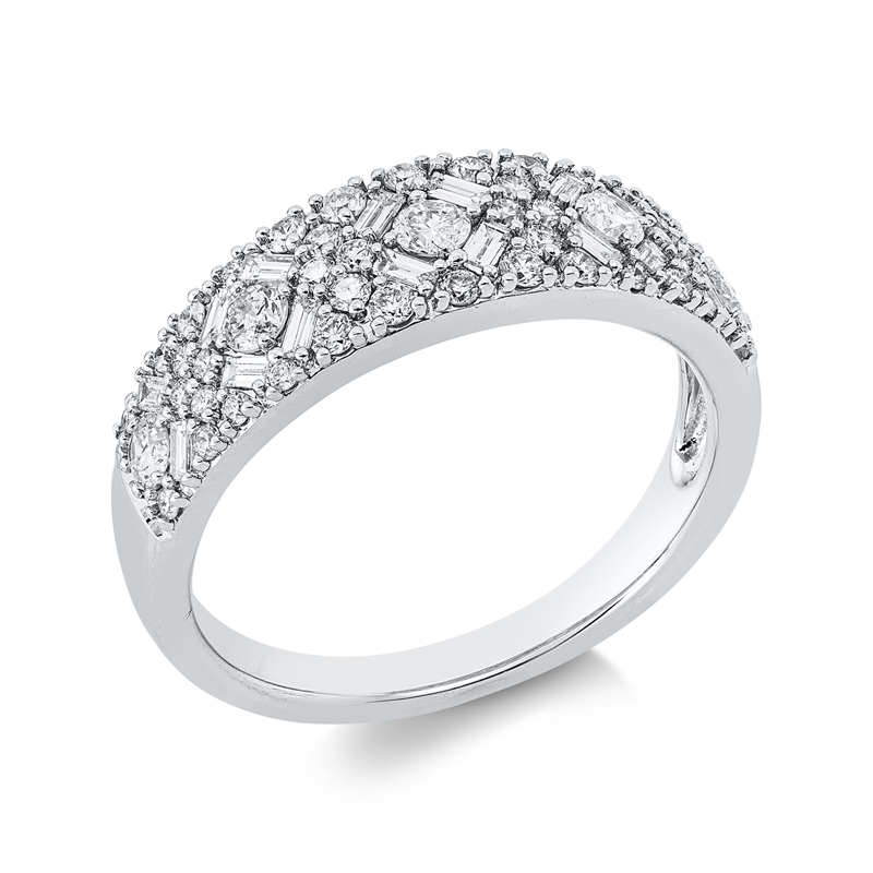 Image 90003251 - Ring 14 kt WG, 14 Brillanten 0,16 ct, W-si/pi, 5 Brillanten 0,27 ct, W-si/pi, 16 Baguette ...