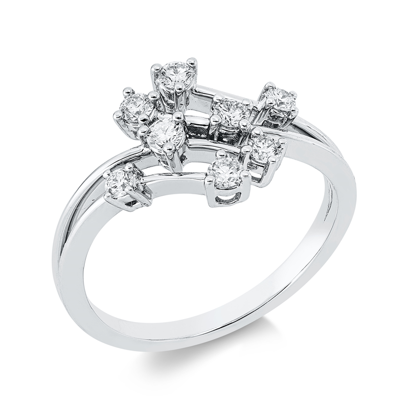 Image 90003065 - Ring 14 kt WG, 3 Brillanten 0,13 ct, W-si/pi, 3 Brillanten 0,16 ct, W-si/pi, 2 Brillanten ...