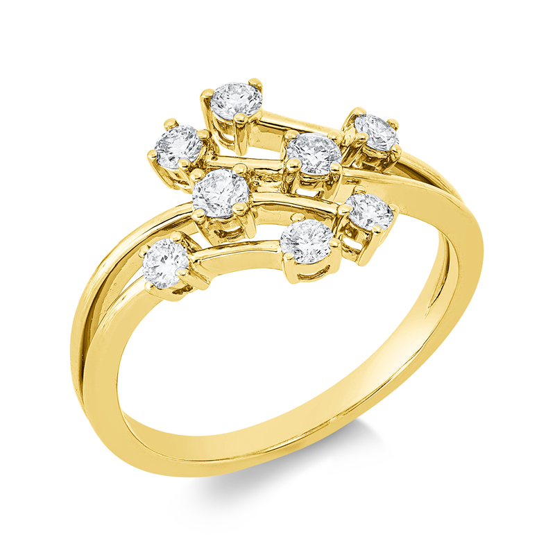 Image 90003066 - Ring 14 kt GG, 4 Brillanten 0,20 ct, W-si/pi, 2 Brillanten 0,12 ct, W-si/pi, 2 Brillanten ...