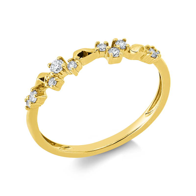Image 90003067 - Ring 14 kt GG, 10 Brillanten 0,15 ct, W-si/pi, B:3,0 mm, Weite:54 =*=*= Unterkategorie: ...
