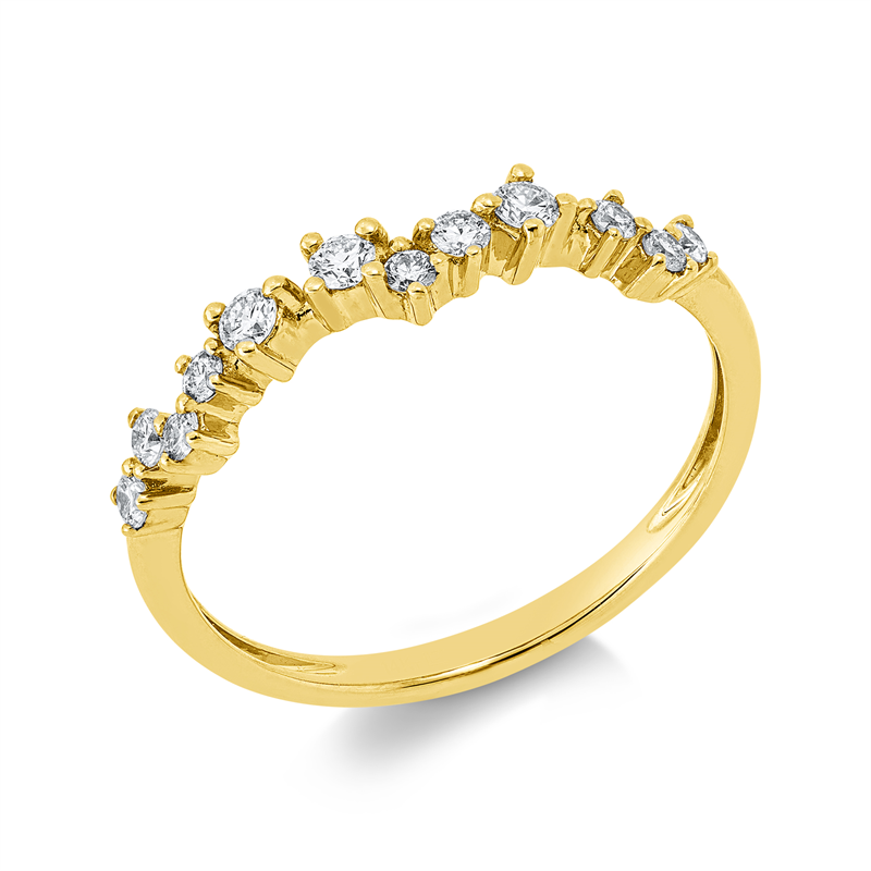 Image 90003069 - Ring 14 kt GG, 3 Brillanten 0,10 ct, W-si/pi, 9 Brillanten 0,16 ct, W-si/pi, B:3,0 mm, ...