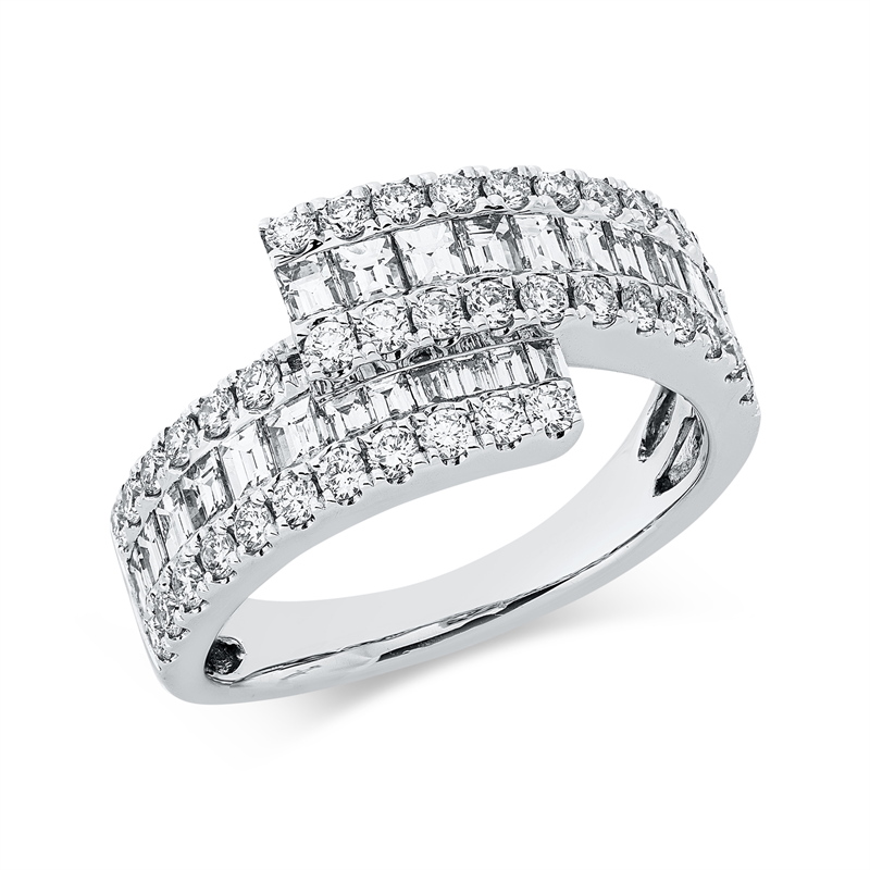 Image 90003074 - Ring 18 kt WG, 39 Brillanten 0,65 ct, TW-si, 23 Baguette 0,94 ct, TW-si, B:10,0 mm, ...