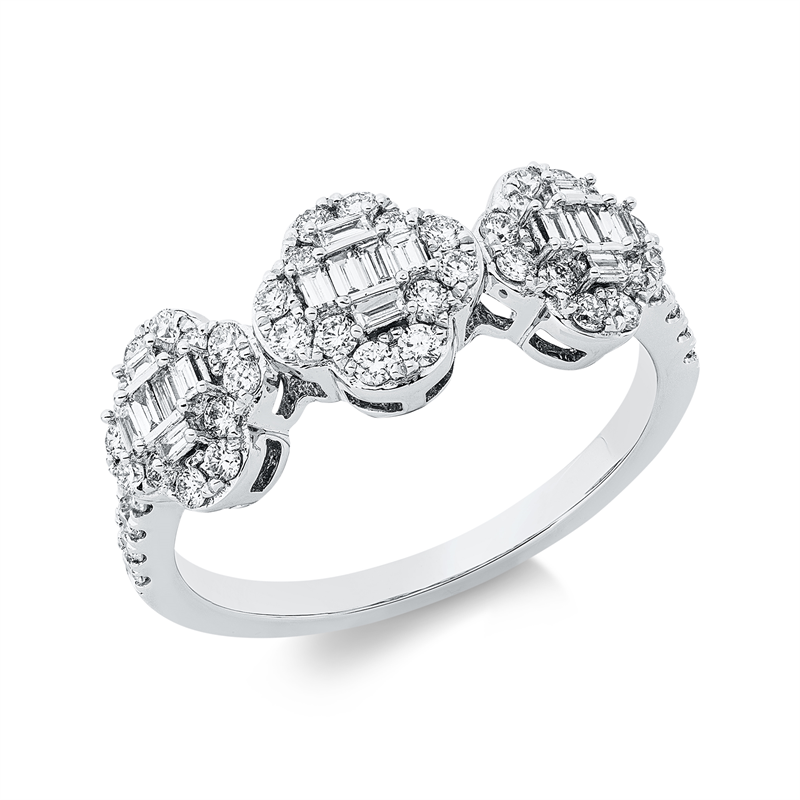 Image 90003076 - Ring 18 kt WG, 44 Brillanten 0,51 ct, TW-si, 18 Baguette 0,16 ct, TW-si, B:8,0 mm, ...