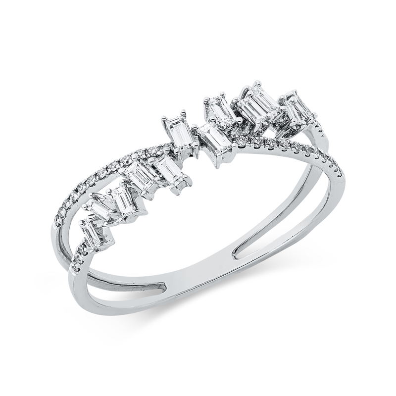 Image 90003077 - Ring 18 kt WG, 32 Brillanten 0,07 ct, TW-si, 12 Baguette 0,21 ct, TW-si, ...