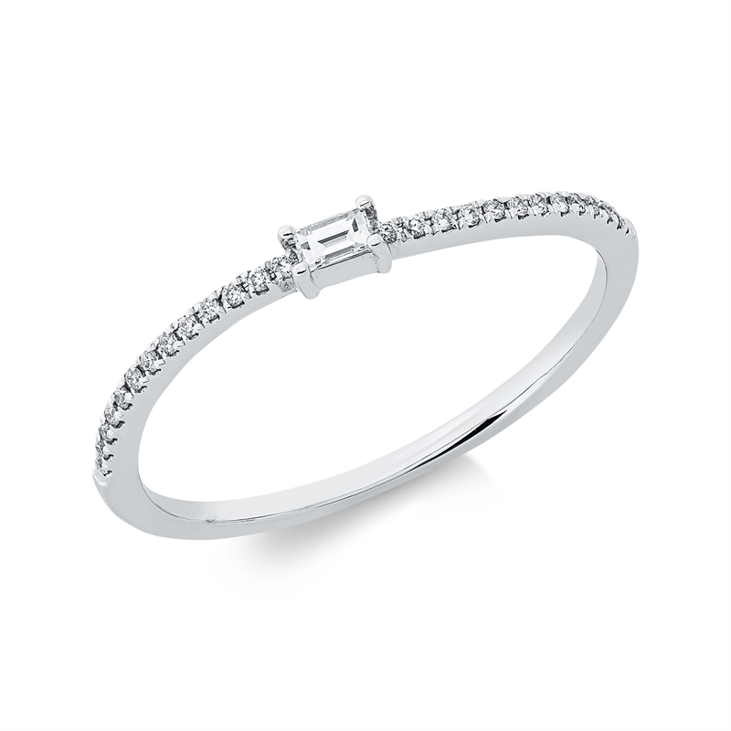 Image 90003083 - Ring 18 kt WG, 1 Bag. 0,04 ct, TW-si, 26 Brillanten 0,06 ct, TW-si, H:3,1 mm, B:2,4 mm, ...