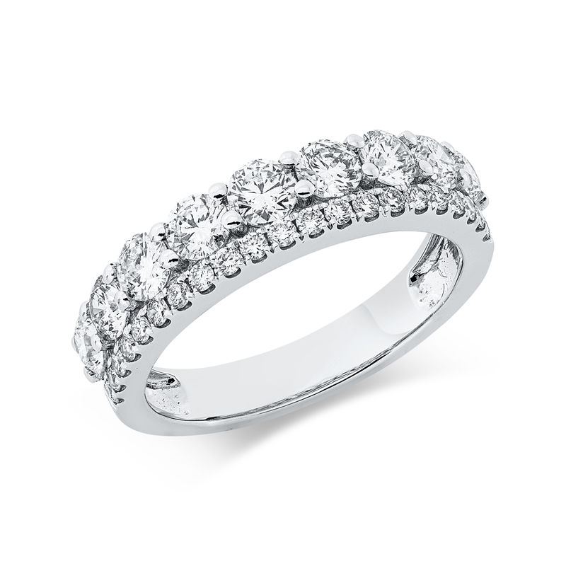 Image 90003084 - Ring 18 kt WG, 21 Brillanten 0,24 ct, TW-si, 9 Brillanten 1,32 ct, TW-si, B:5,0 mm, ...