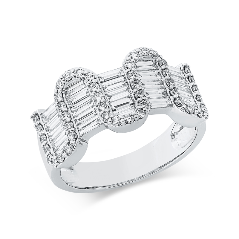 Image 90003286 - Ring 18 kt WG, 45 Brillanten 0,39 ct, TW-si, 25 Baguette 0,86 ct, TW-si, B:10,3 mm, ...