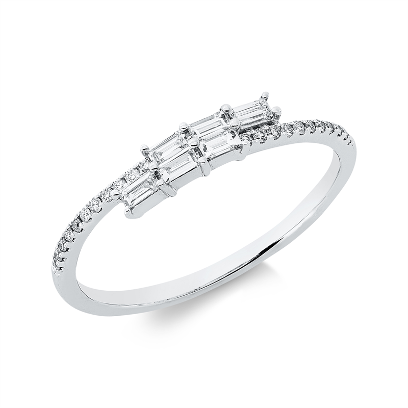 Image 90003287 - Ring 18 kt WG, 6 Baguette 0,15 ct, TW-si, 22 Brillanten 0,07 ct, TW-si, B:3,6 mm, ...