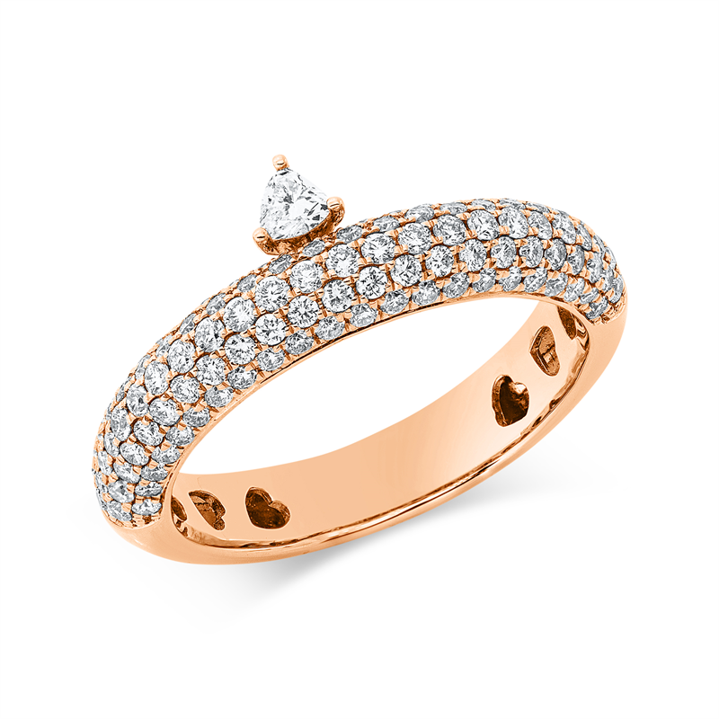 Image 90003289 - Ring 18 kt RG, 1 Herzschl. 0,07 ct, TW-si, 114 Brillanten 0,81 ct, TW-si, B:7,5 mm, ...