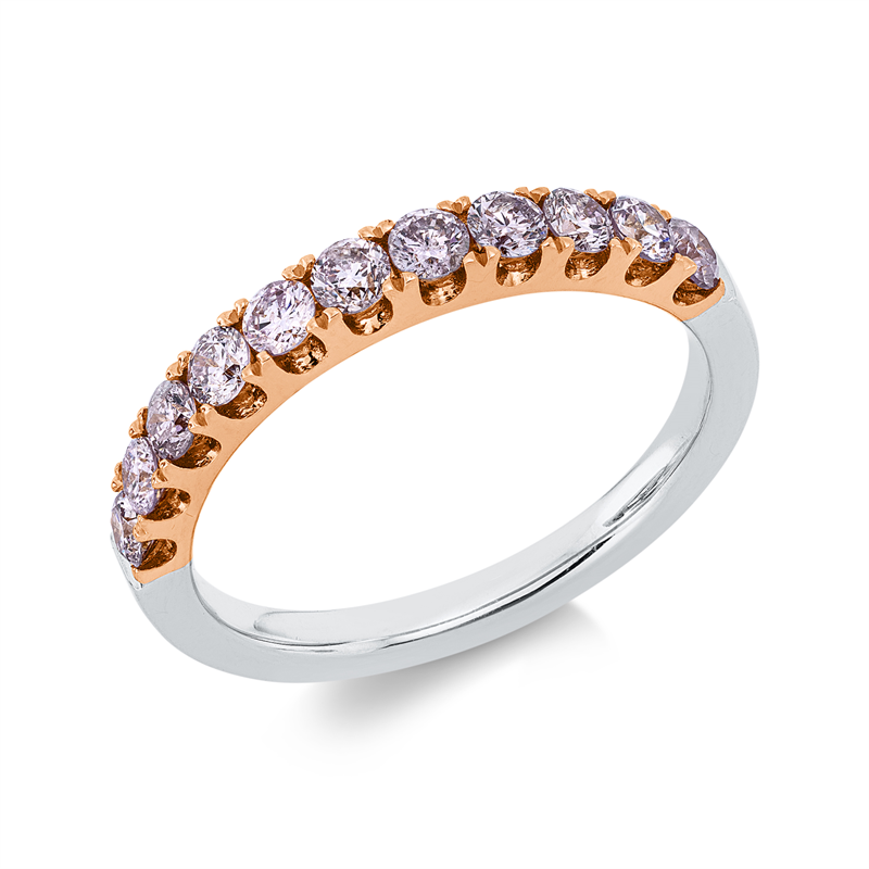 Image 90003299 - Ring 18 kt WG RG, 11 Brillanten 0,64 ct, pink-si, B:2,7 mm, ...