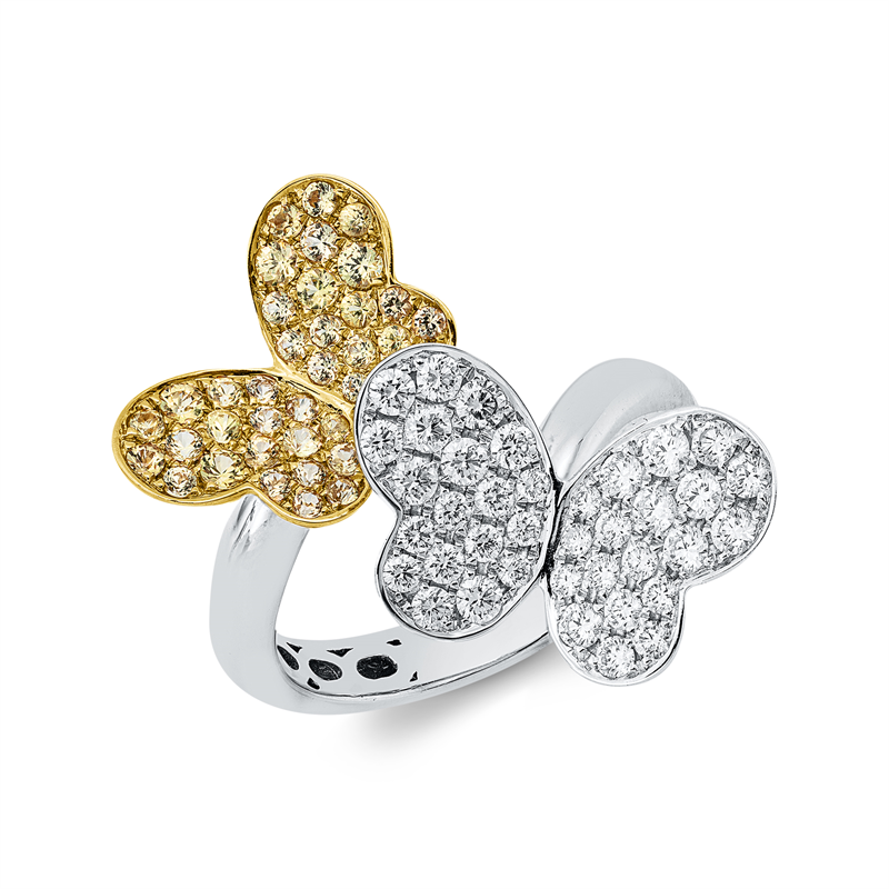 Image 90003315 - Ring 18 kt WG GG, 38 Brillanten 0,67 ct, TW-vsi, 38 Brillanten 0,61 ct, gelb, B:24,0 mm, ...