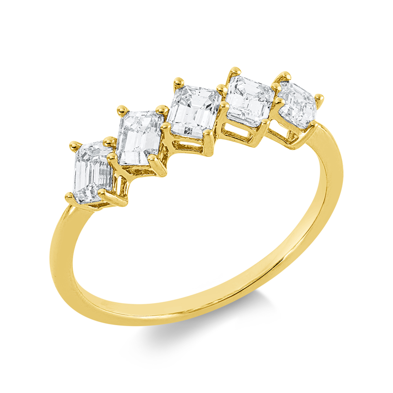 Image 90003341 - Ring 18 kt GG, 5 Sm.schliff 1,22 ct, TW-vsi/si, H:18,6 mm, B:5,3 mm, ...