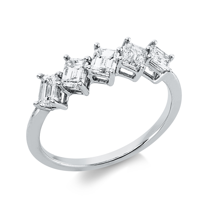 Image 90003342 - Ring 18 kt WG, 5 Sm.schliff 1,22 ct, TW-vsi/si, H:18,6 mm, B:5,3 mm, ...