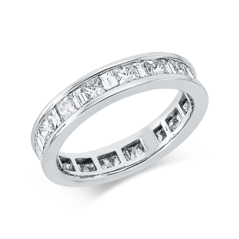Image 90003346 - Ring 18 kt WG, 16 Baguette 0,63 ct, TW-vsi/si, 16 Princ. 1,10 ct, TW-vsi/si, B:4,0 mm, ...