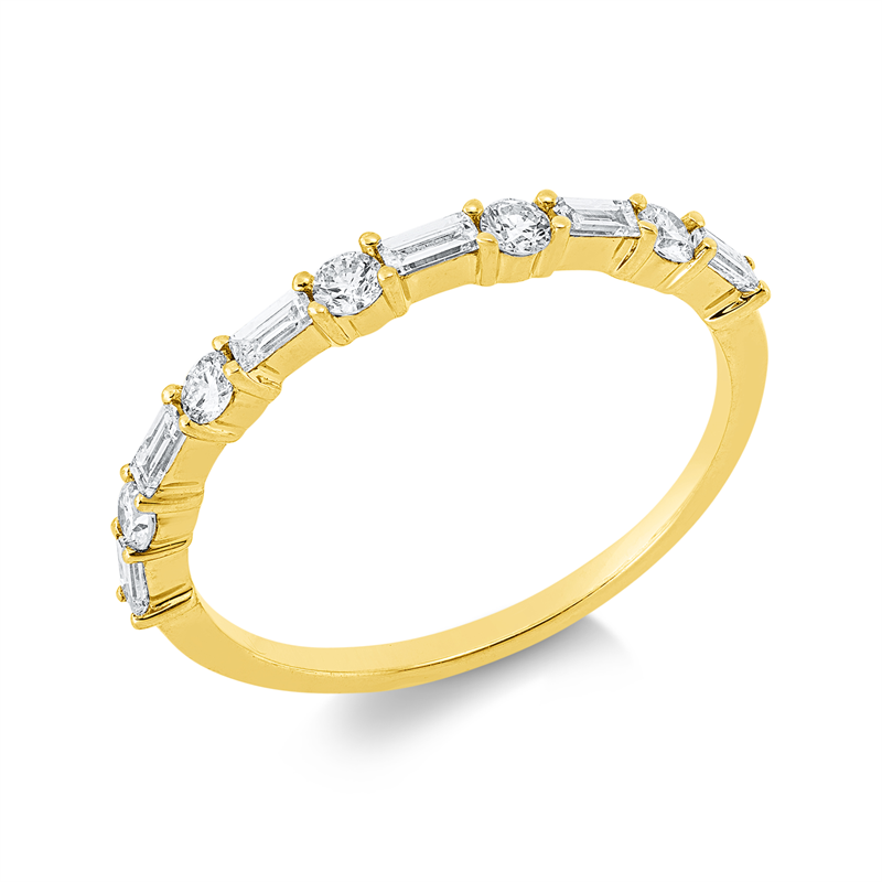 Image 90003404 - Ring 18 kt GG, 6 Baguette 0,21 ct, TW-vsi, 5 Brillanten 0,19 ct, TW-si, B:2,1 mm, ...