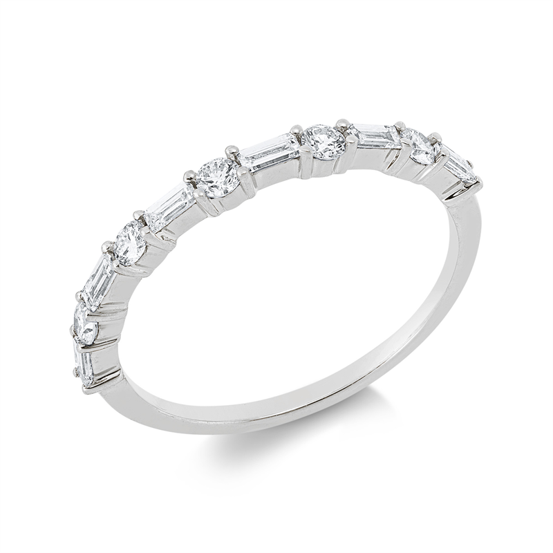 Image 90003405 - Ring 18 kt WG, 6 Baguette 0,21 ct, TW-vsi, 5 Brillanten 0,19 ct, TW-si, B:2,1 mm, ...