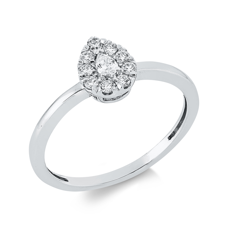 Image 90003406 - Ring 18 kt WG, 1 Tropfen 0,06 ct, TW-vsi, 9 Brillanten 0,13 ct, TW-si, H:6,1 mm, B:7,8 ...