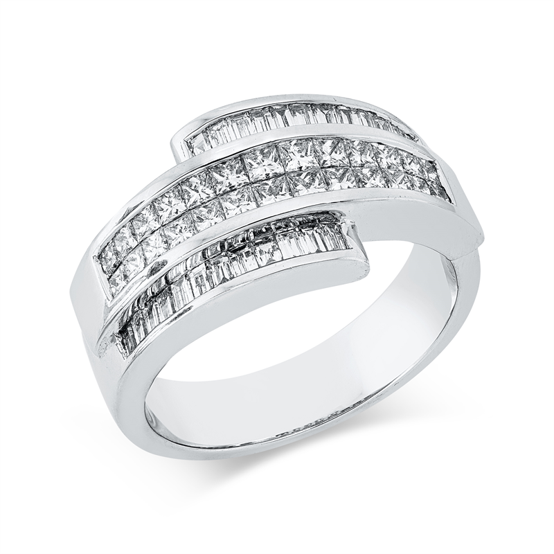 Image 90003421 - Ring 18 kt WG, 24 Baguette 0,34 ct, TW-vsi, 26 Princ. 0,66 ct, TW-vsi, B:10,4 mm, ...