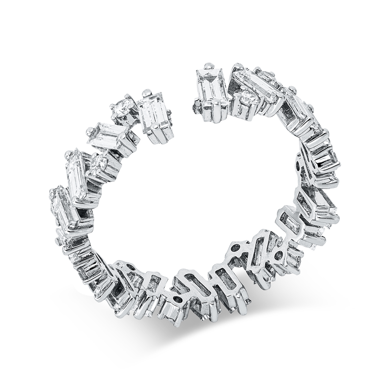 Image 90003485 - Ring 4er-Krappe 18 kt WG, 6 Baguette 0,53 ct, F-vsi/si, 12 Baguette 0,94 ct, TW-vsi/si, ...