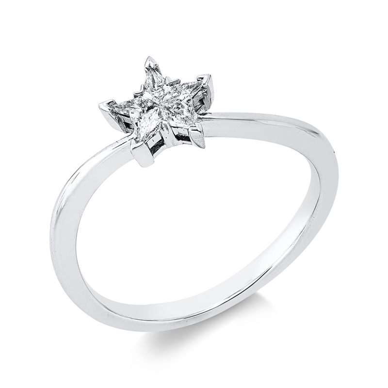 Image 90003486 - Ring 18 kt WG Stern, 5 Fant-Schl. 0,16 ct, F-vvs, H:7,4 mm, B:7,4 mm, ...
