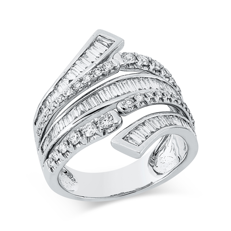 Image 90003274 - ABVERKAUF Ring 18 kt WG, 34 Brillanten 0,43 ct, TW-si, 64 Baguette 2,02 ct, TW-vsi, ...