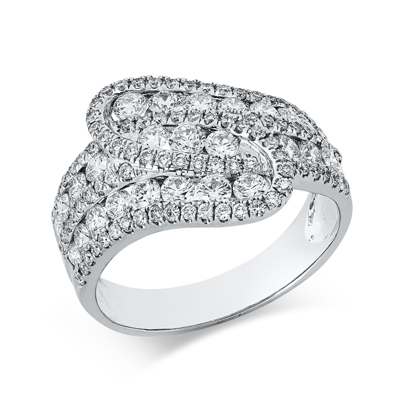 Image 90003276 - ABVERKAUF Ring 18 kt WG, 76 Brillanten 0,58 ct, TW-si, 27 Brillanten 0,86 ct, TW-si, ...