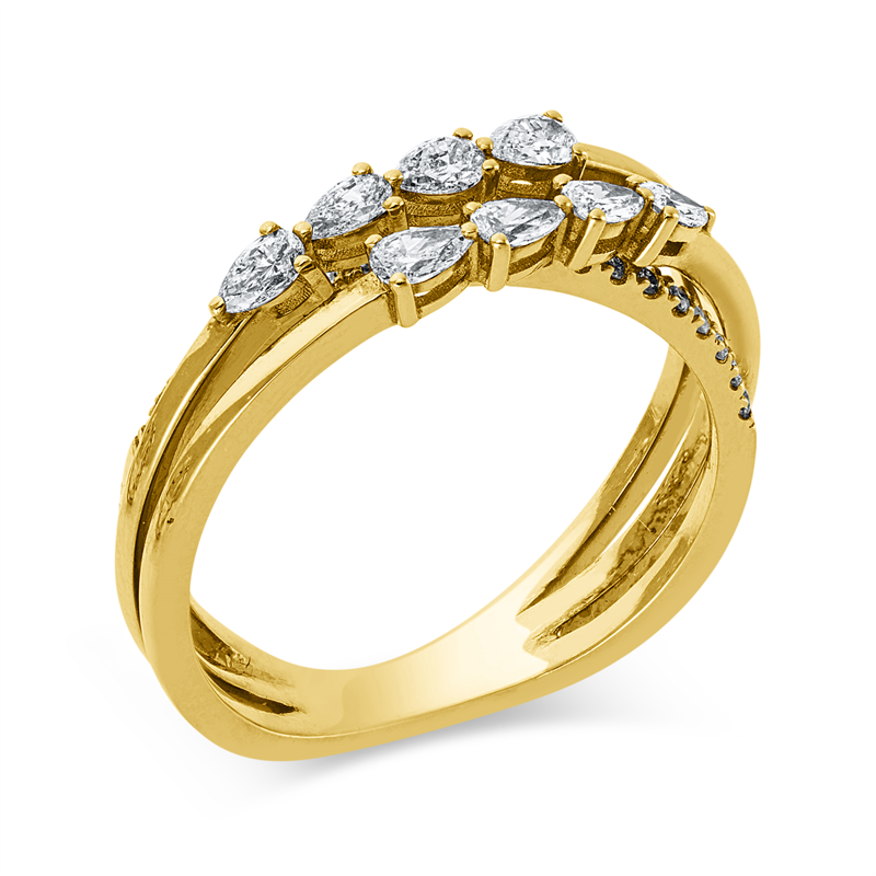 Image 90003280 - Ring 18 kt GG, 8 Tropfen 0,43 ct, F-si, 20 Brillanten 0,10 ct, F-si, B:5,5 mm, ...