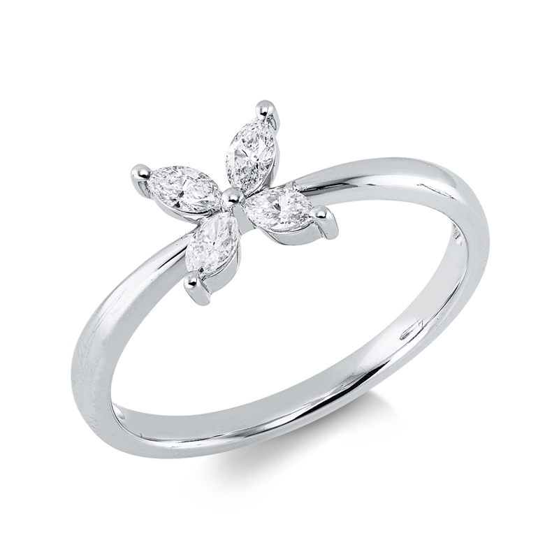 Image 90004180 - Ring 18 kt WG, 4 Navette 0,25 ct, W-si, H:7,1 mm, B:7,0 mm, ...