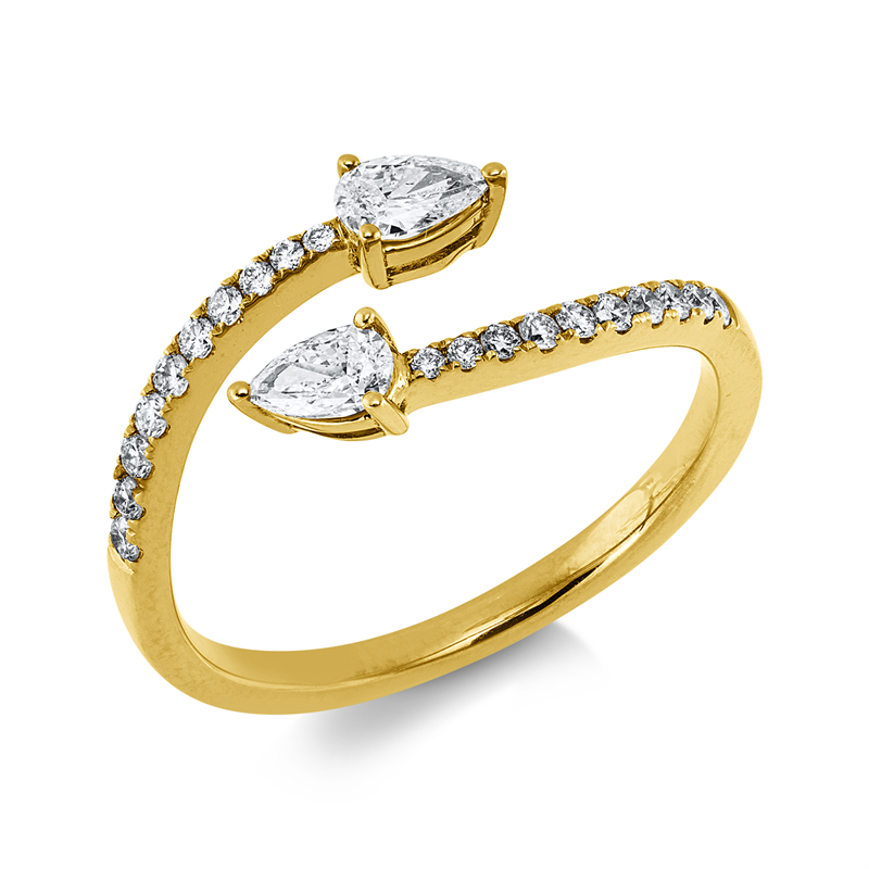 Image 90004182 - Ring 18 kt GG, 2 Tropfen 0,28 ct, W-si, 20 Brillanten 0,17 ct, W-si, B:8,2 mm, ...