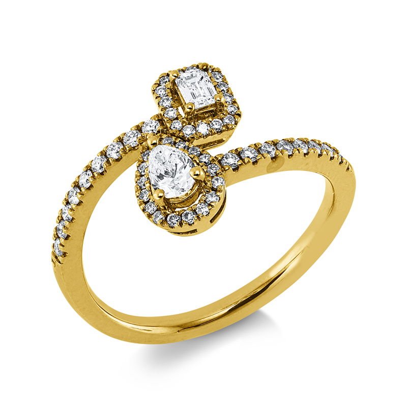 Image 90004185 - Ring 18 kt GG, 1 Sm.schliff 0,09 ct, W-si, 1 Tropfen 0,17 ct, W-si, 51 Brillanten 0,25 ...