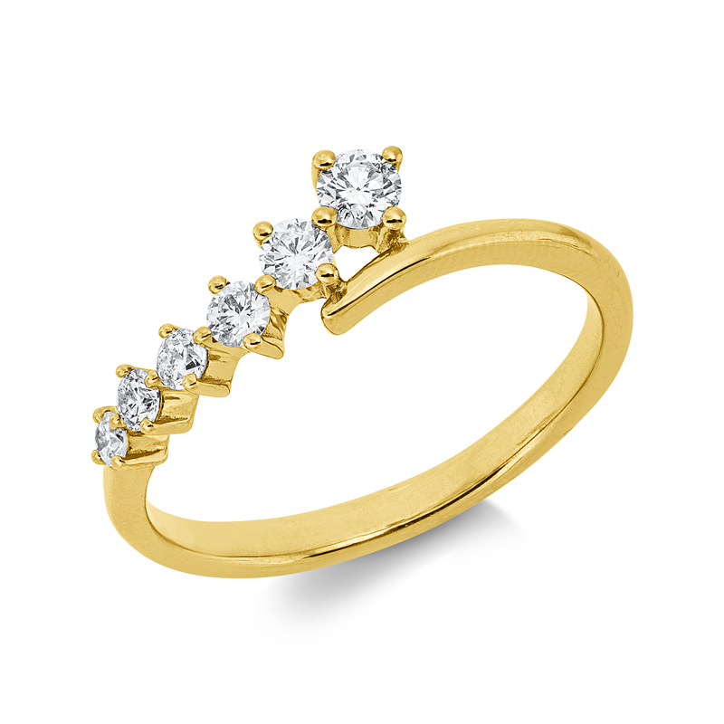 Image 90004190 - Ring 18 kt GG, 1 Brill. 0,09 ct, TW-si, 5 Brillanten 0,02 ct, TW-si, H:15,4 mm, B:5,5 mm, ...