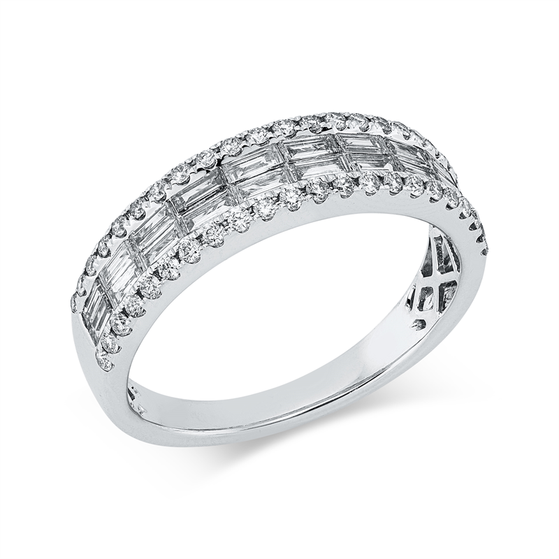 Image 90004191 - Ring 18 kt WG, 20 Baguette 0,50 ct, TW-si, 44 Brillanten 0,28 ct, TW-si, B:5,0 mm, ...