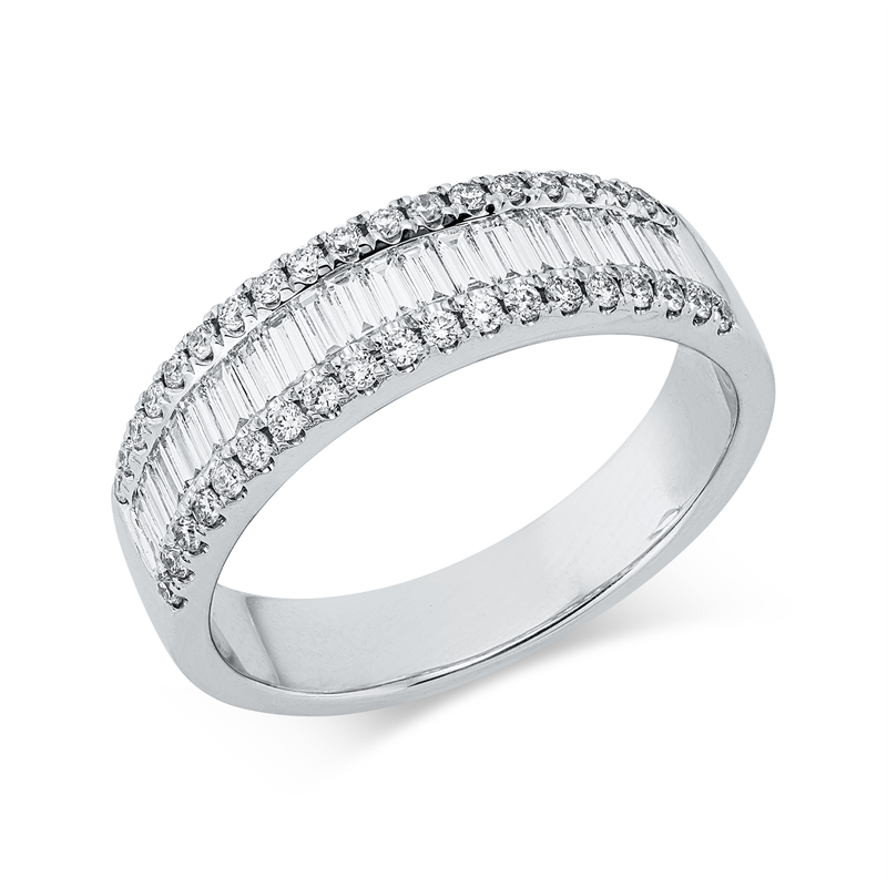Image 90004192 - Ring 18 kt WG, 20 Baguette 0,42 ct, TW-si, 38 Brillanten 0,25 ct, TW-si, B:5,5 mm, ...