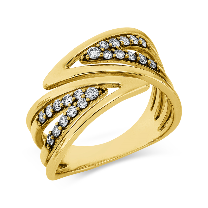 Image 90004193 - Ring 18 kt GG, 2 Brillanten 0,05 ct, TW-si, 20 Brillanten 0,31 ct, TW-si, B:22,0 mm, ...