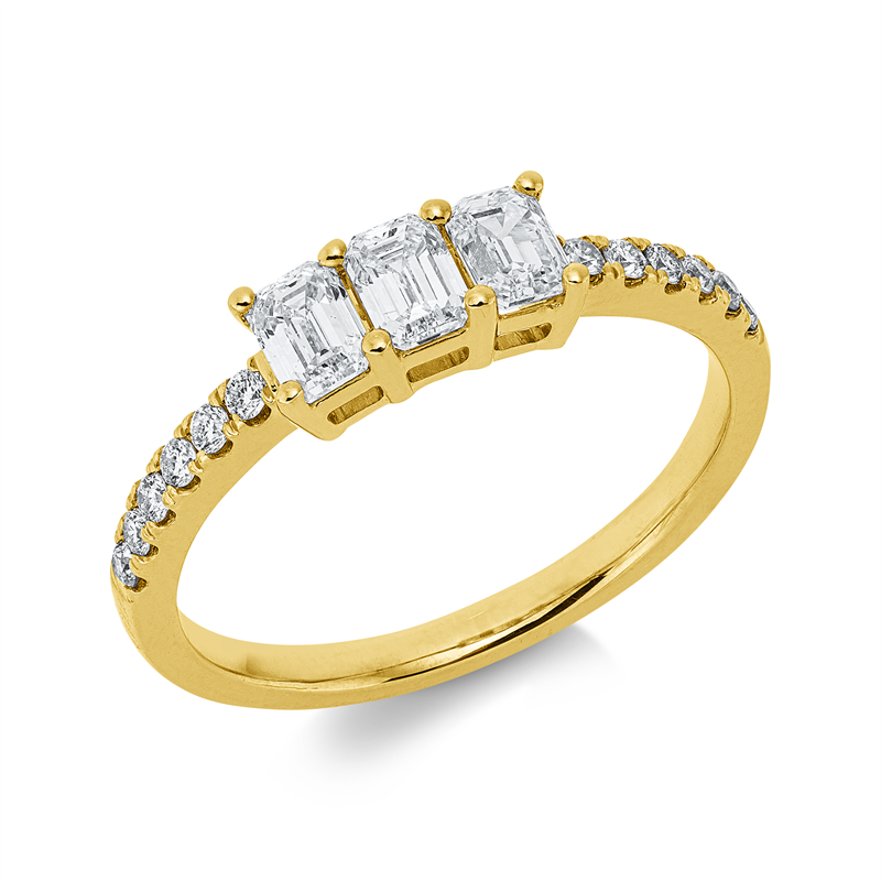 Image 90004198 - Ring 14 kt GG, 3 Sm.schliff 0,71 ct, schwarz-si, 12 Brillanten 0,14 ct, W-si, H:9,4 mm, ...