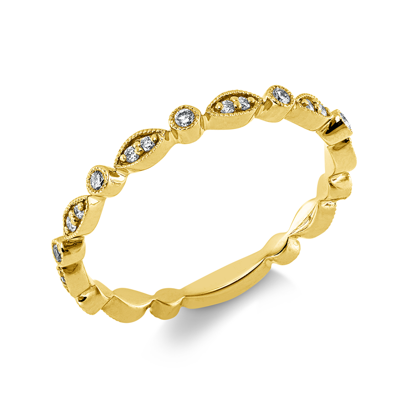 Image 90004202 - Ring 14 kt GG, 9 Brillanten 0,11 ct, W-si, 16 Brillanten 0,08 ct, W-si, B:2,1 mm, ...