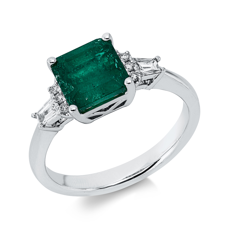 Image 90004205 - Ring 4er-Krappe 18 kt WG, 2 Trapeze 0,17 ct, TW-si, 6 Brillanten 0,05 ct, TW-si, 1 ...
