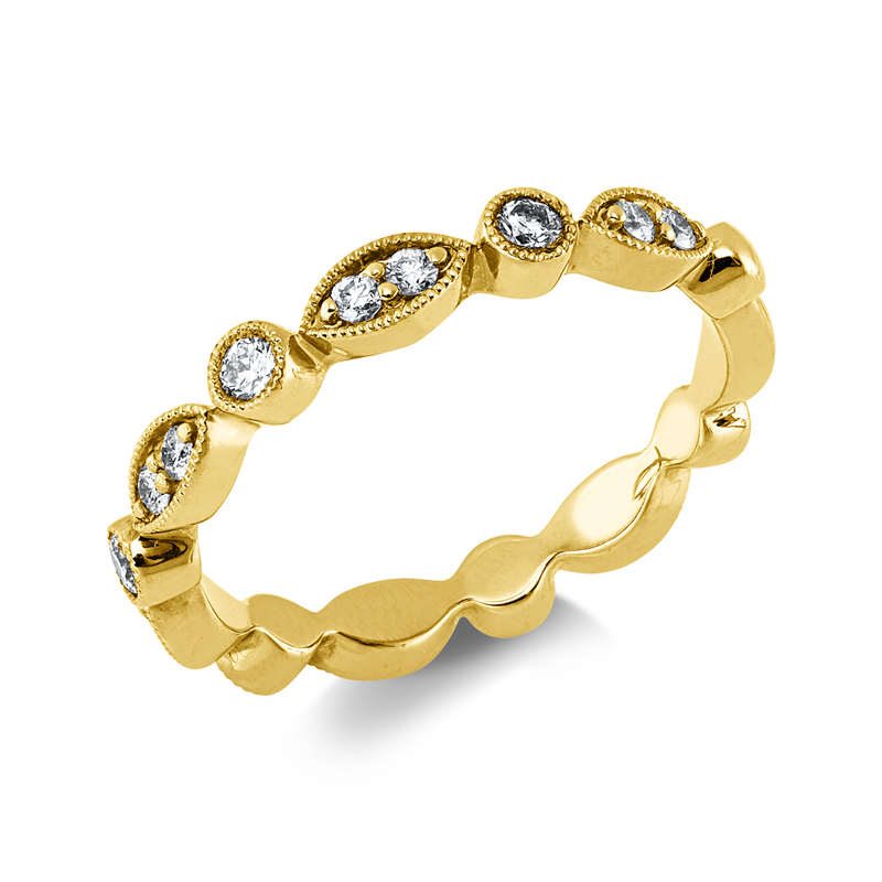 Image 90004209 - Ring 14 kt GG, 17 Brillanten 0,39 ct, W-si, Weite:54 =*=*= Unterkategorie: Modern ...