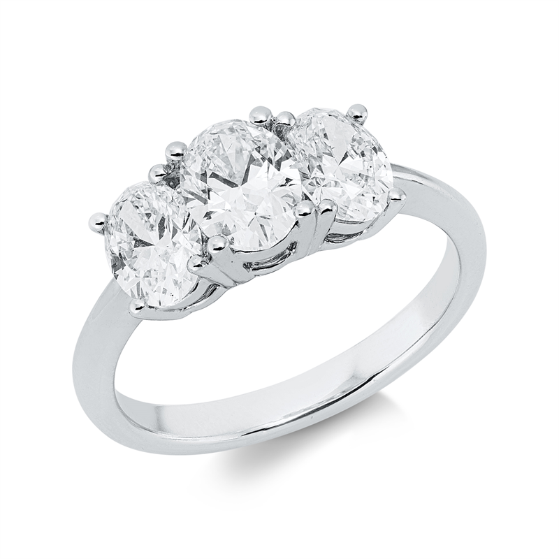 Image 90004212 - Ring 18 kt WG, GIA x 3 pcs, 1 Oval 0,60 ct, TW-si1, 1 Oval 0,80 ct, TW-si1, 1 Oval 0,60 ...