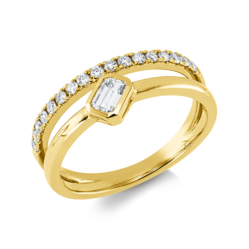 Image 90004220 - Ring Zarge 14 kt GG, 1 Sm.schliff 0,25 ct, W-si, 17 Brillanten 0,22 ct, W-si/pi, ...